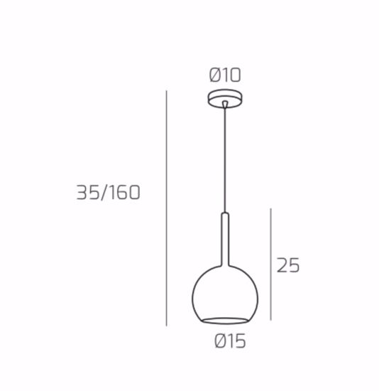 Lampadario pendente per isola cucina boccia vetro ambra 20cm