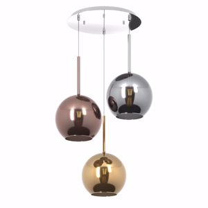 Lampadario per cucina 3 sfere di vetro cromo rame oro future top light
