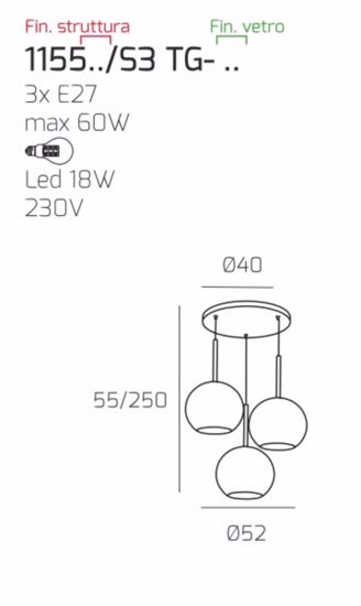 Lampadario a sospensione 3 luci per salotto vetro oro top light future