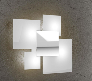 Plafoniera moderna 46cm vetri bianchi cromo toplight shadow