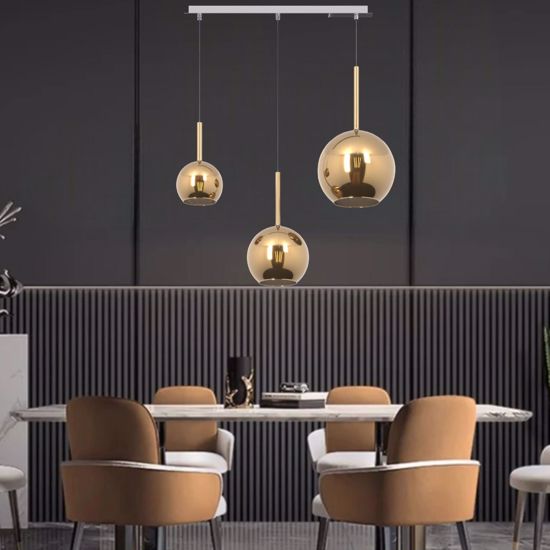 Lampadario per cucina a sospensione 3 vetri oro top light future