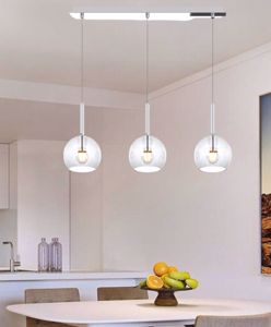 Lampadario da cucina soggiorno 3 luci vetri sfere trasparenti top light future