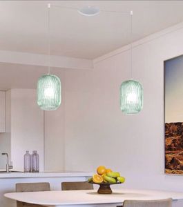Toplight lampadario da cucina due luci moderno bianca vetri verdi