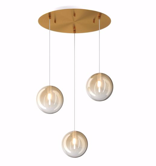 Toplight lampadario moderno 3 luci a sospensione vetri sfere ambra