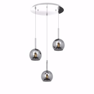 Lampadario 3 luci sospensione per soggiorno moderno sfere vetro cromo