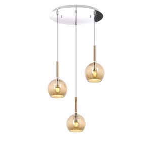 Lampadario per cucina moderna 3 luci sfere vetro ambra top light future