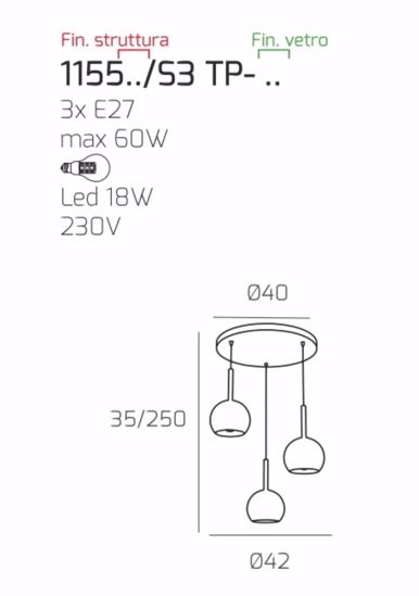 Lampadario per cucina moderna 3 luci sfere vetro ambra top light future