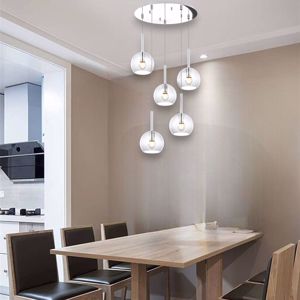 Lampadario top light sospensione moderna per soggiorno 5 luci vetri trasparenti