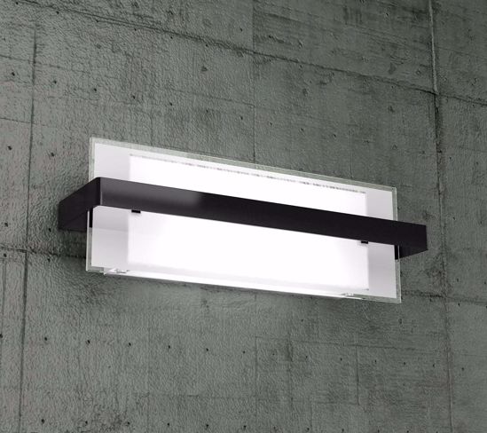 Top light cross applique nero design moderno vetro bianco