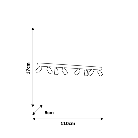 Plafoniera binario bianca cromo 8 luci faretti orientabili