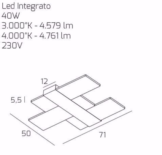 Top light flight plafoniera oro led 40w 3000k 4000k design moderna