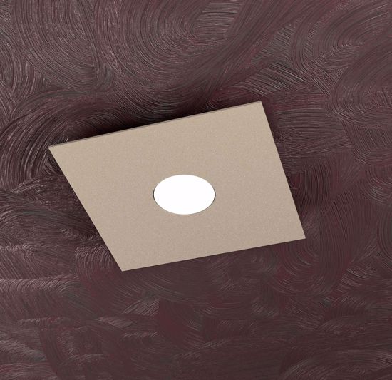 Plafoniera quadrata moderna per interni colore sabbia top light plate