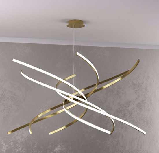 Lampadario moderno oro led 88w 3000k top light tornado 100cm