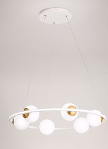 Perenz ball lampadario a sospensione design bianco oro ottone per soggiorno
