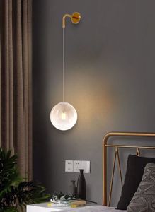 Applique lampada da parete a sospensione oro sfera ambra per comodino