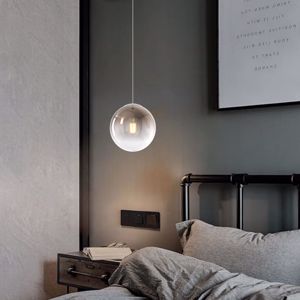 Lampada sfera di vetro a sospensione 20cm bronzo per camera da letto