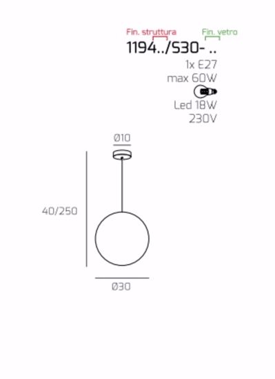 Lampada a sospensione sfera vetro ambra trasparente 30cm top light