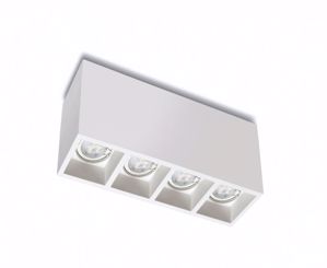 Plafoniera di gesso bianco verniciabile scatola rettangolare 4 luci gu10