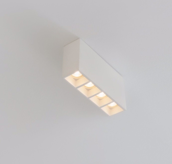Plafoniera con faretti di gesso bianco 4 luci gu10 led