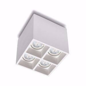 Spot quadrato da soffitto 4 luci gu10 led in gesso bianco pitturabile