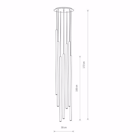 Lampadario sospensione 7 luci nero cilindri pendenti per soggiorno moderno