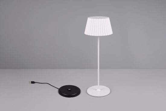 Lampada portatile da tavolino bianca design moderna ricaricabile led 1,5w 3000k