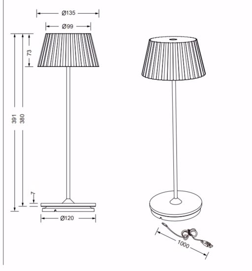 Lampada portatile da tavolino bianca design moderna ricaricabile led 1,5w 3000k