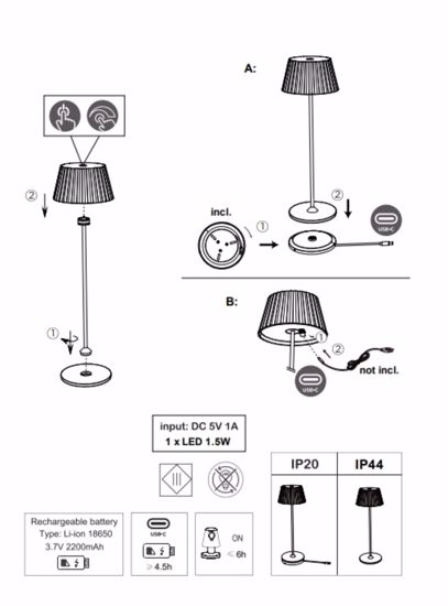 Lampada portatile ricaricabile led 3000k da tavolo per esterno verde pistacchio