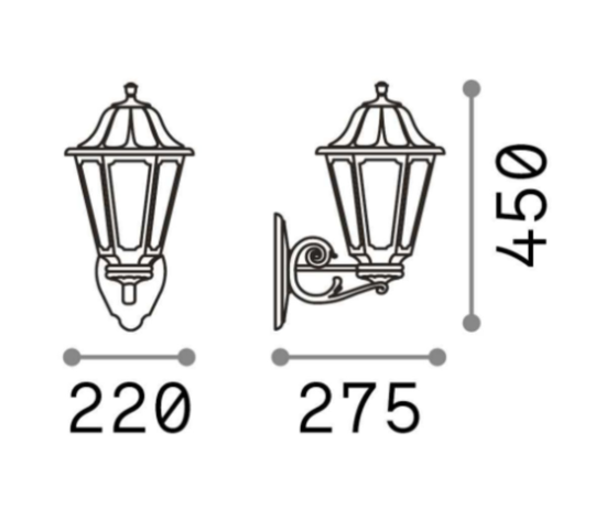 Dafne ap1 big applique da esterno lanterna nera ip55 ideal lux