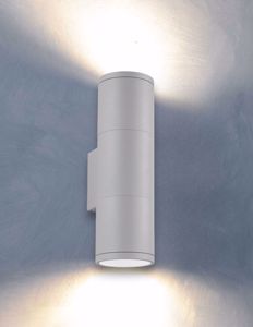 Gun ap2 small applique da esterno tubolare grigio 2 luci ideal lux