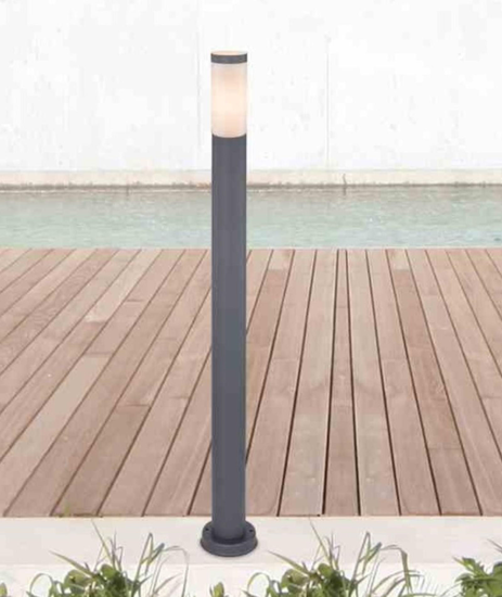Lampione da giardino moderno cilindro grigio antracite 110cm ip44