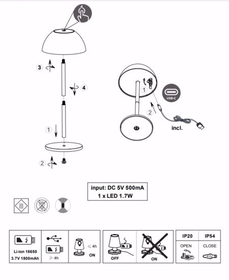 Lampada da tavolino bianca senza fili led 3000k ricaricabile moderna per esterno