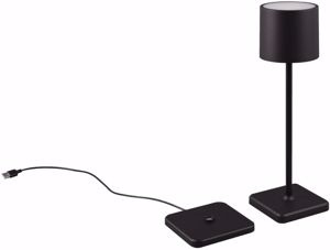 Lampada da tavolo nera portatile senza fili per esterno led tricolor moderna