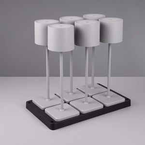 Confezione 6 lampade da tavolo grigio ip54 senza fili con caricatore multiplo led tricolor
