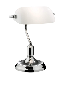 Lawyer tl1 lampada da scrivania churchill vetro bianco cromata ideal lux