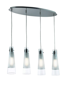 Kuky sp4 ideal lux lampadario a sospensione per cucina vetri cono 4 luci moderna