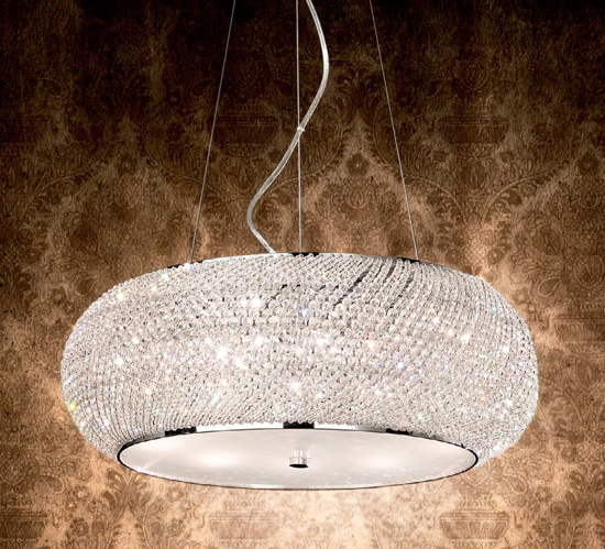 Pasha&apos; sp6 lampadario sfera di cristallo classico per camera da letto ideal lux