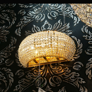 Pasha&apos; ap3 applique da parete crista oro lucido classico ideal lux