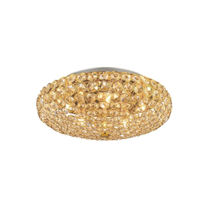 King pl5 plafoniera camera da letto tonda oro lucido cristallo trasparente ideal lux