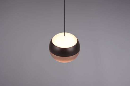 Lampada pendente a sospensione sfera nero caffe led tricolor dimmerabile
