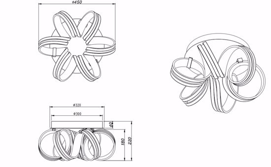 Plafoniera per camera da letto moderna 38w 3000k dimmerabile nichel