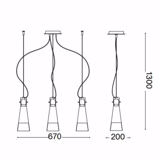 Kuky sp3 lampada sospensione ideal lux 3 luci vetri con decentramento