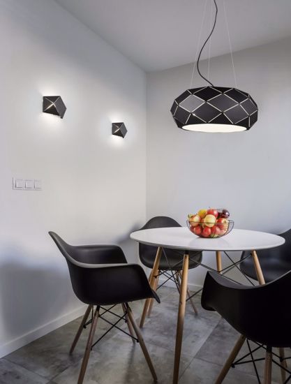 Lampadario per cucina moderna nero design rombi traforati