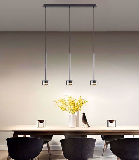 Lampadario 3 luci a sospensione vetri design cromo lucido per tavolo da pranzo
