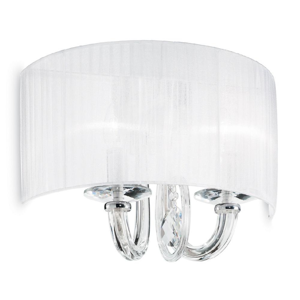 Swan ap2 lampada da parete classico vetro soffiato trasparente paralume organza ideal lux