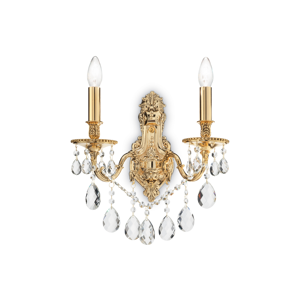 Gioconda ap2  ideal lux applique da parete classica cristalli oro antico due bracci