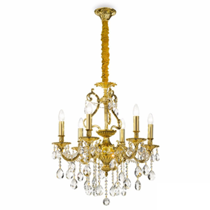 Gioconda sp6 lampadario classico per salotto oro cristalli 6 luci ideal lux