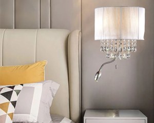 Opera ap3 applique comodino camera da letto paralume cristalli luce ideal lux