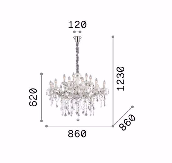 Florian sp18 ideal lux grande lampadario di cristallo classico 18 luci per salone