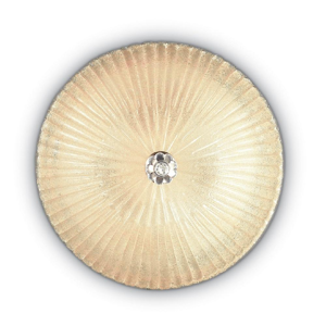 Shell pl3 plafoniera moderna rotonda vetro granigliato ambra ideal lux